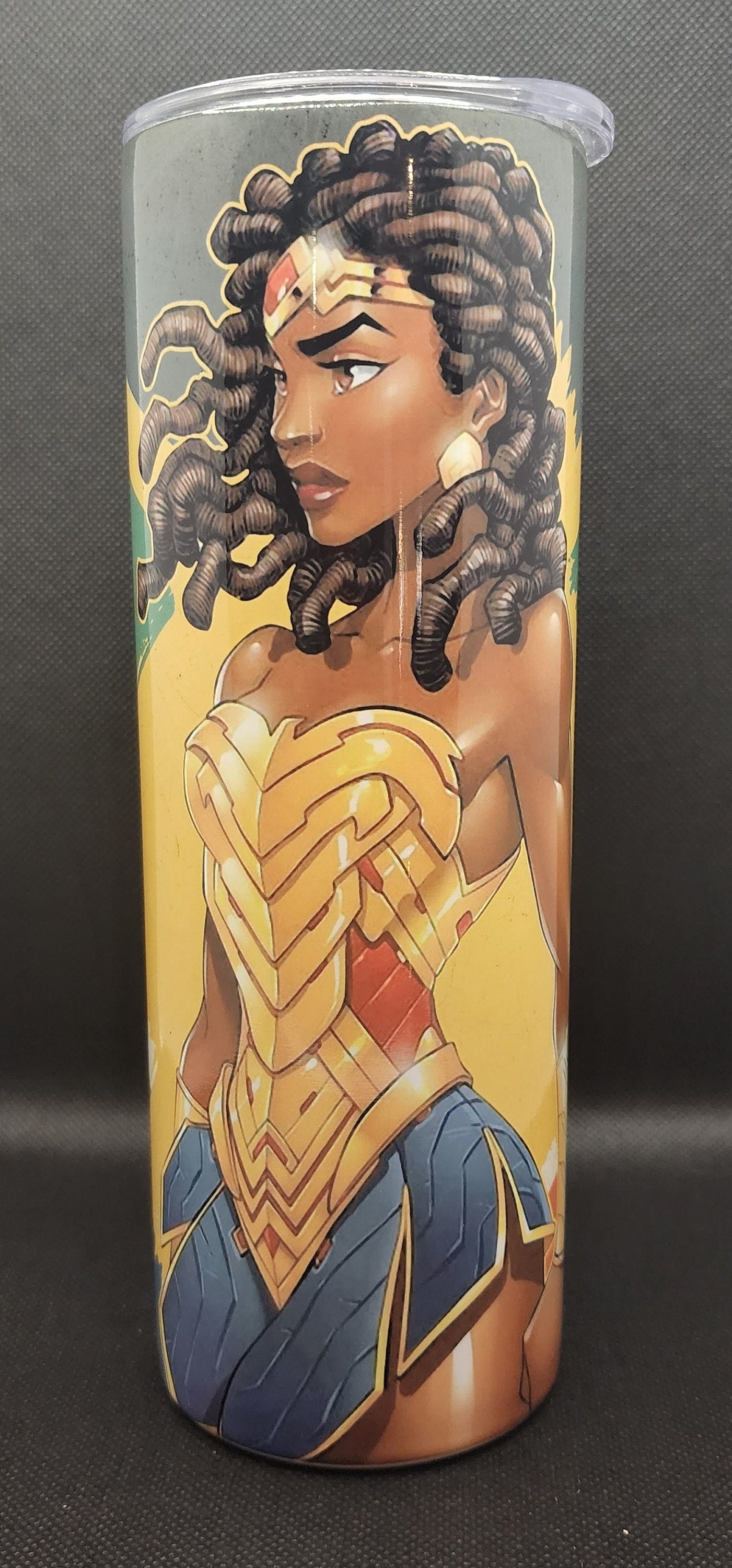 African American Woman Superhero - 20oz Tumbler with lid and straw