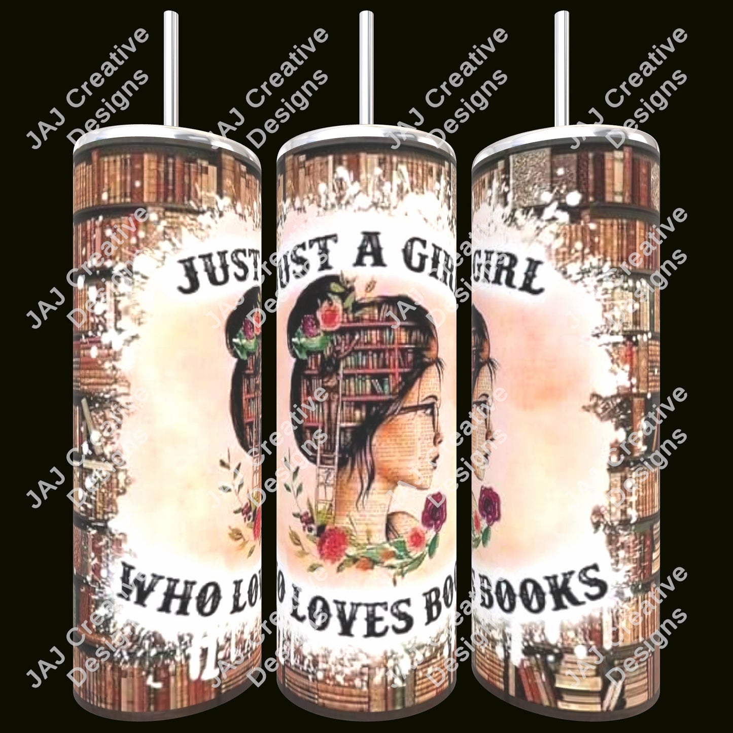 Girl who loves books - 20oz Tumbler with lid and straw